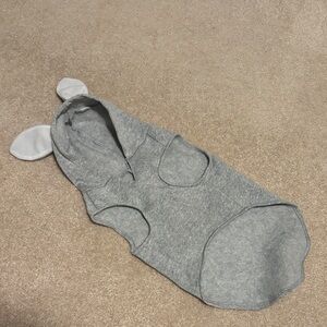 Cozy Gray Dog Hoodie with Bunny Ear Accents and a Tail